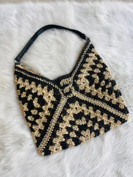 The Shop112 Crochet Bucket Bag- Black
