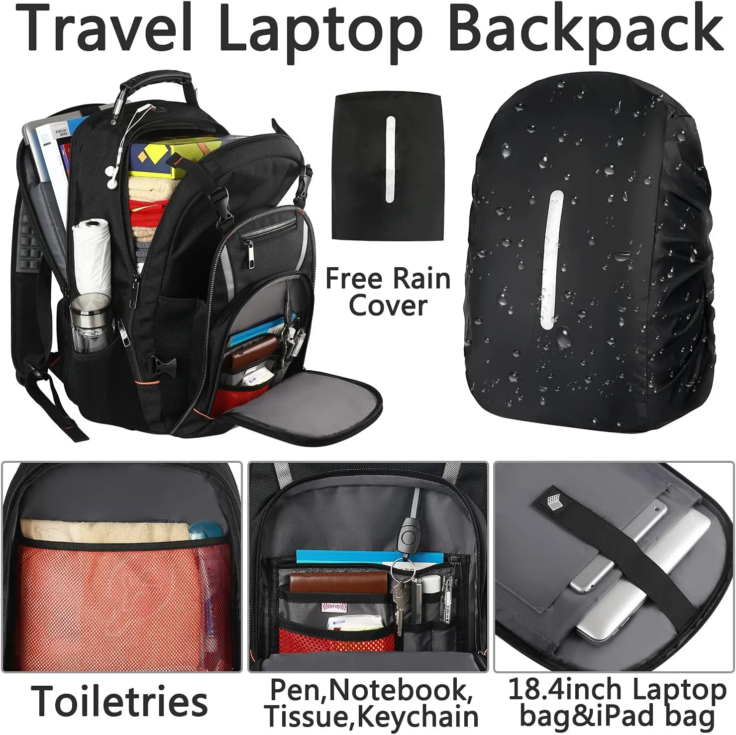 Travel Laptop Backpack,Extra Large Bookbag for Men Women,Basketball Backpack with USB Charging Port RFID Anti Theft TSA Approved Fits 17 Inch Computer Notebook,Water Resistant,College backpack