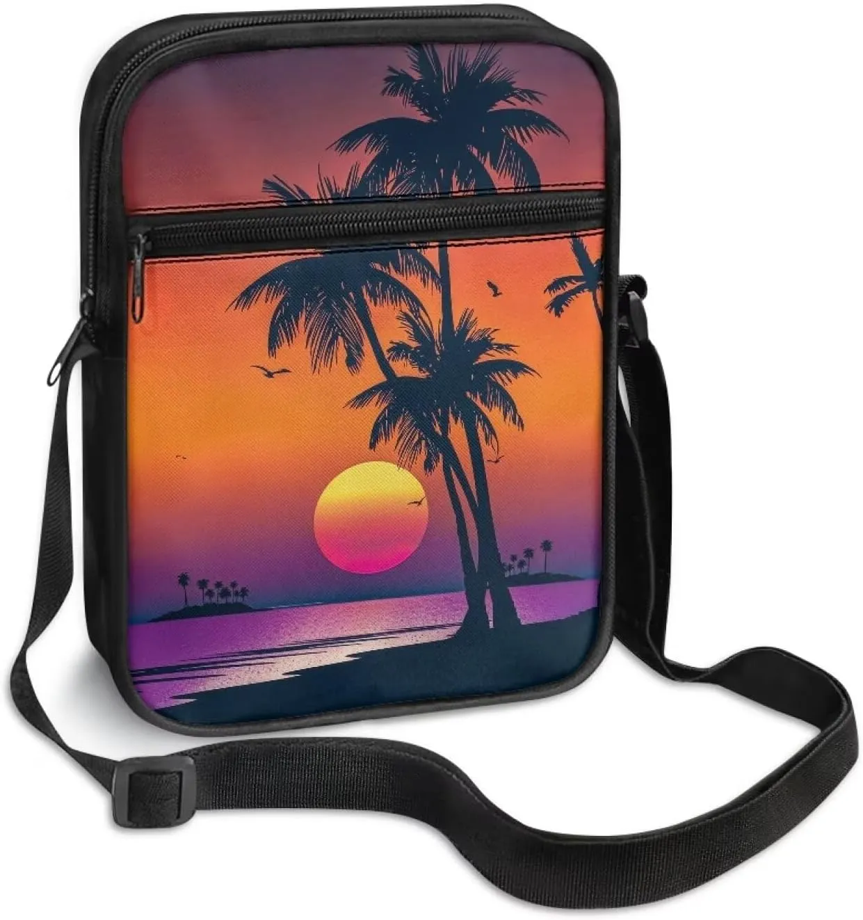 Unisex Fashion Messenger Bag Small Lightweight Crossbody Shoulder Purse Zip Cross Body Satchel with Muti Pockets