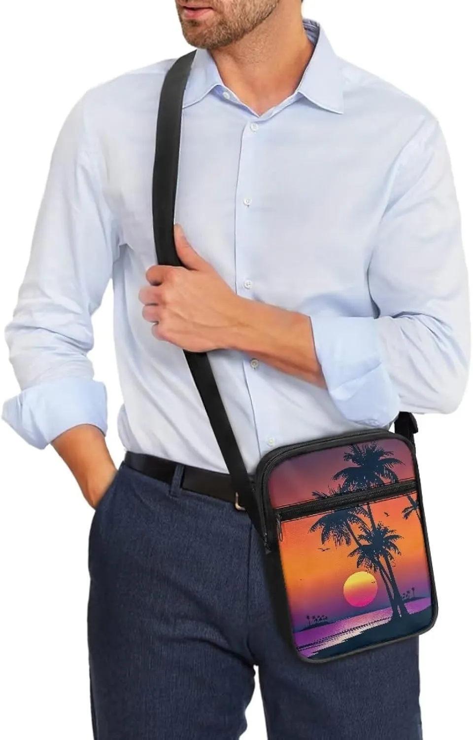 Unisex Fashion Messenger Bag Small Lightweight Crossbody Shoulder Purse Zip Cross Body Satchel with Muti Pockets