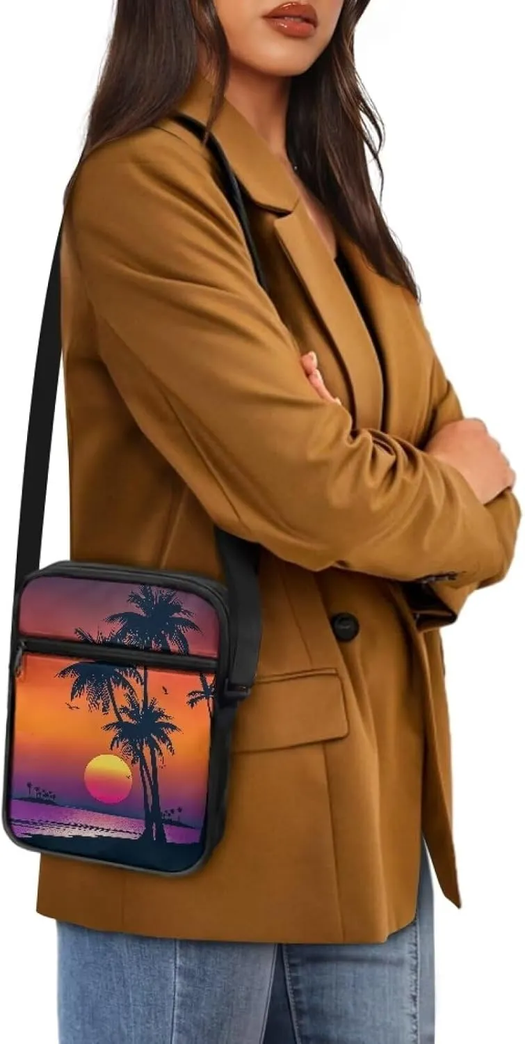 Unisex Fashion Messenger Bag Small Lightweight Crossbody Shoulder Purse Zip Cross Body Satchel with Muti Pockets