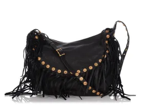 Valentino Black Half Moon Fringe Hobo