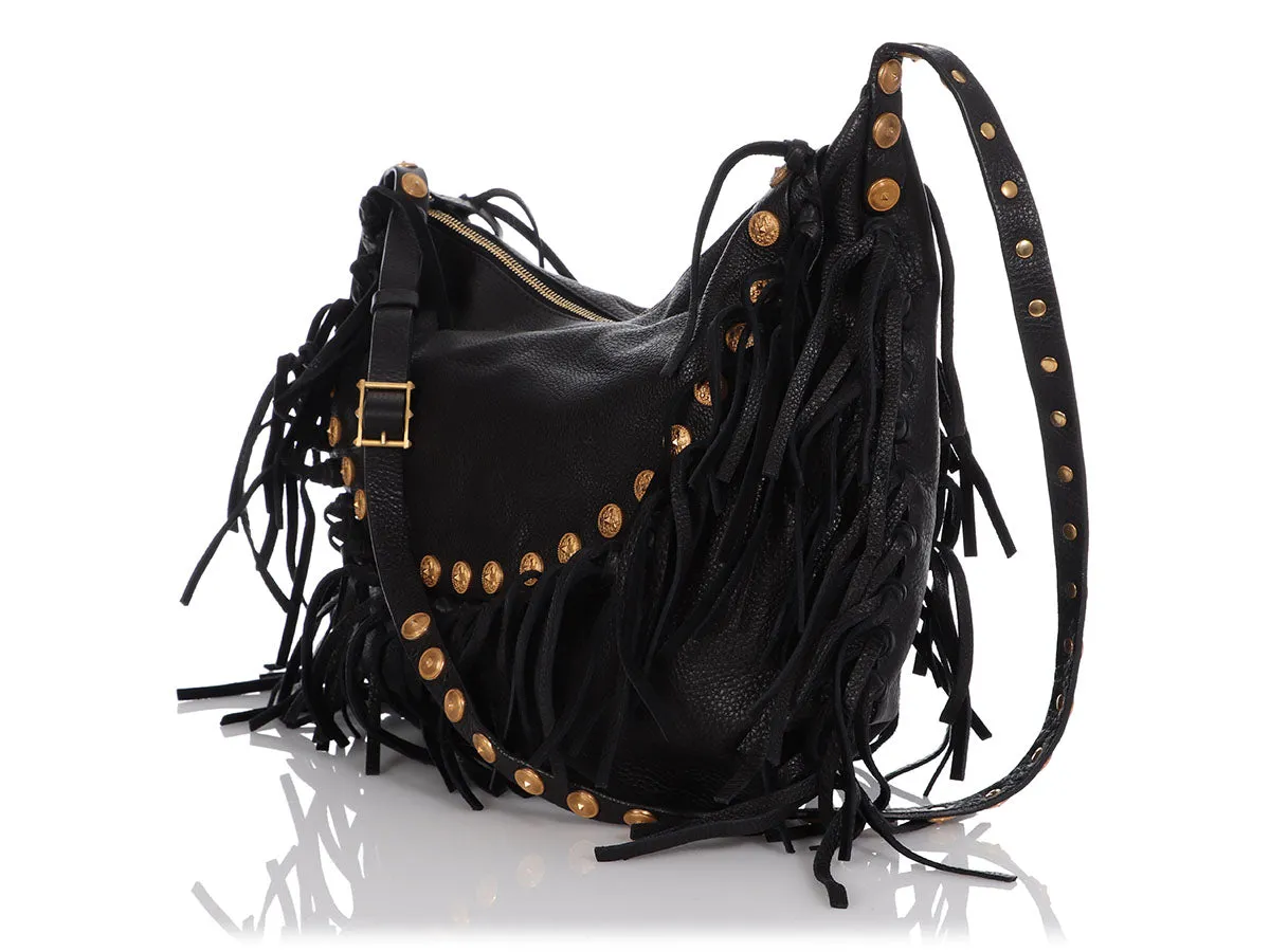 Valentino Black Half Moon Fringe Hobo