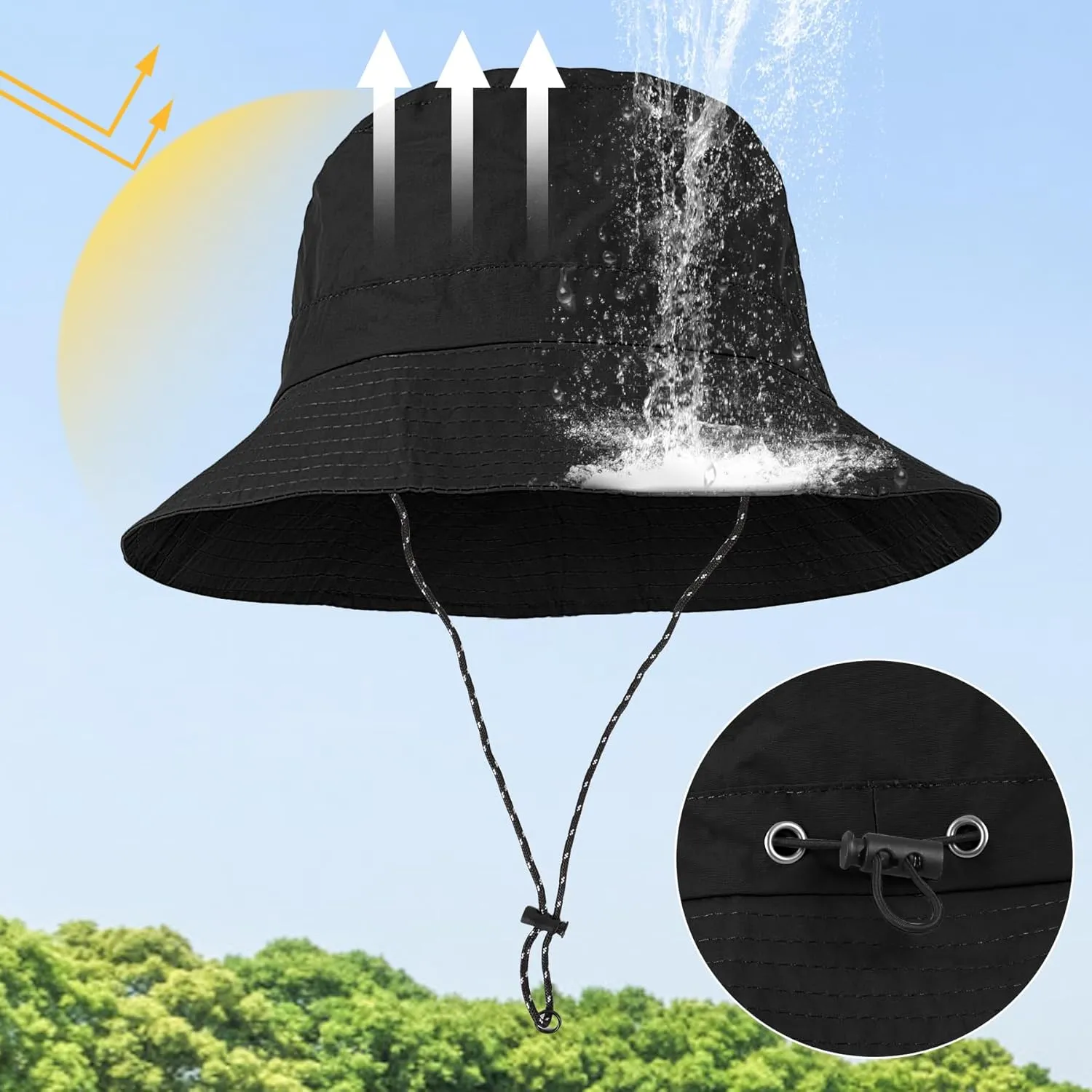Waterproof Bucket Hat Women - UV Protection Rain Hats Ladies Packable Foldable Fishing Hat