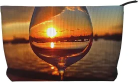 wine glass in the sunset printed Corduroy Makeup Bag Travel Toiletry Bag Cosmetic Bag Clutch Bag