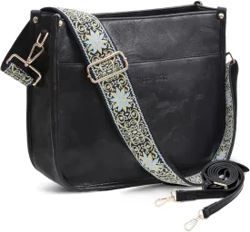 WOOMADA Hobo Handbag for Women Vegan Leather Crossbody Bags Trendy Shoulder Bag with 2 Adjustable Strap