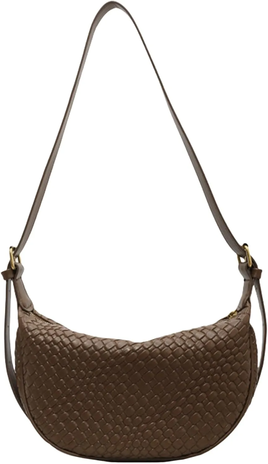 Woven Dumpling Bag for Women Cloud Purse Soft Leather Crossbody Shoulder Bag Woven Leather Tote Bag Hobo Bag