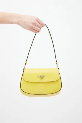Yellow Cleo Brushed Leather Shoulder Bag