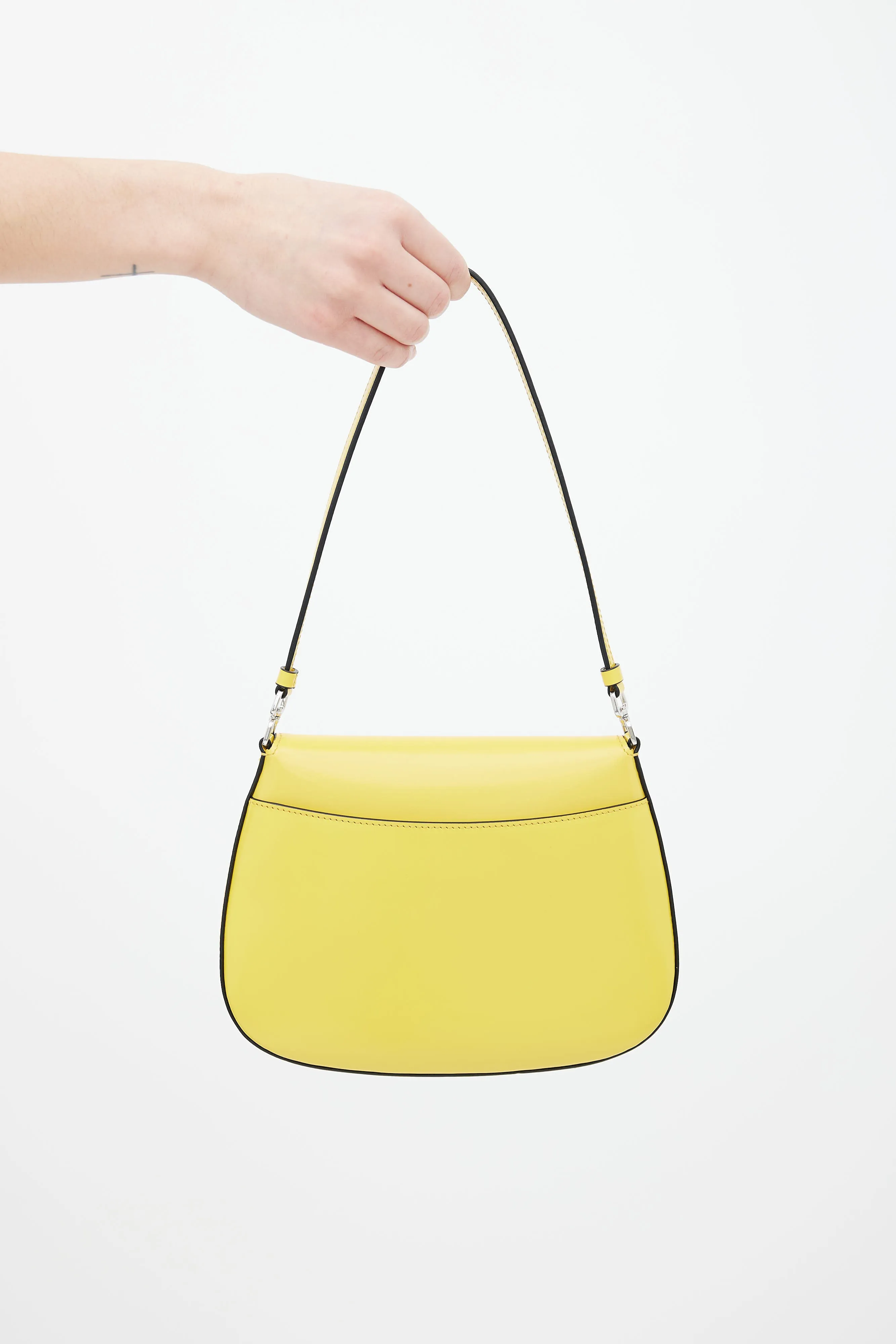 Yellow Cleo Brushed Leather Shoulder Bag