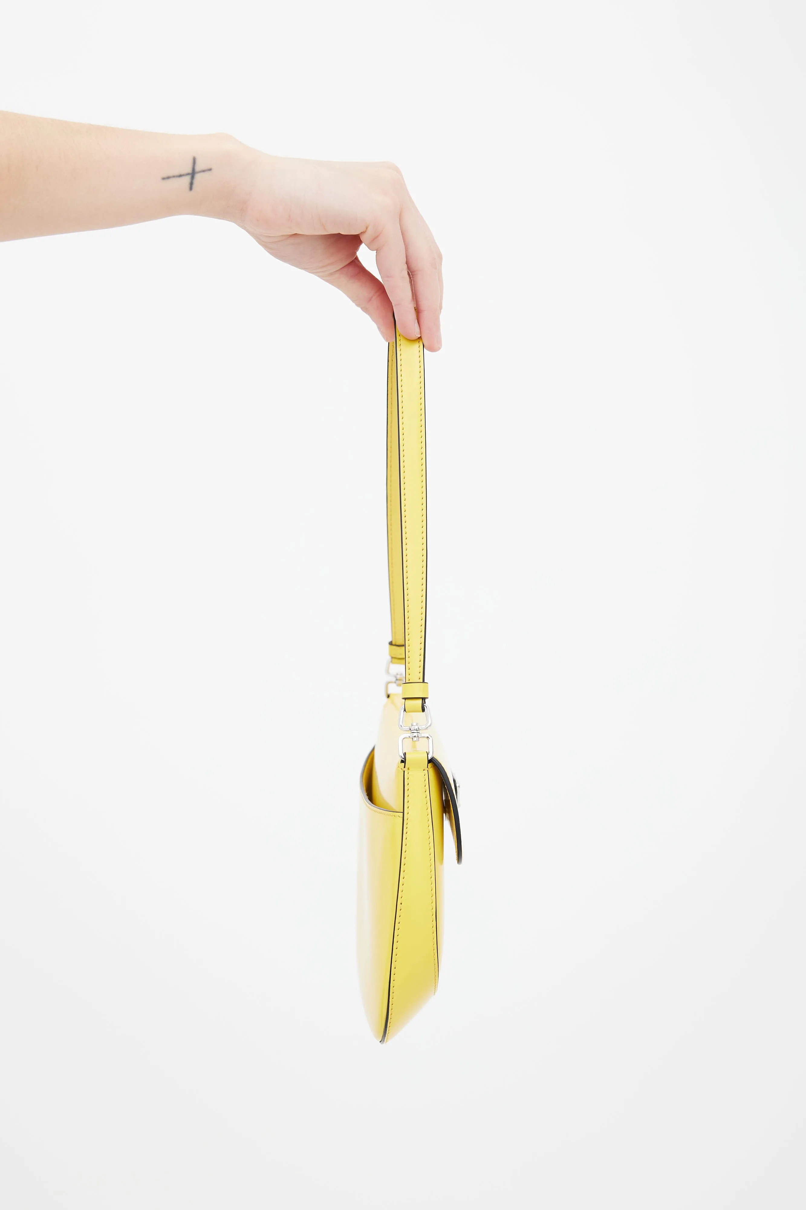 Yellow Cleo Brushed Leather Shoulder Bag