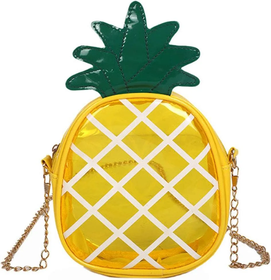 ZLM BAG US Cute Pineapple Shape shoulder Bag Chain Small Crossbody Bag Pu Leather Cell Phone Purse